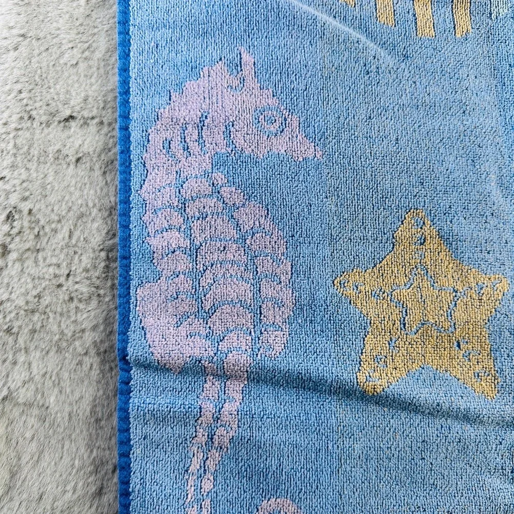 Vintage Gramercy Brastex Towel Seahorses Two Sided Beach Brazil 28